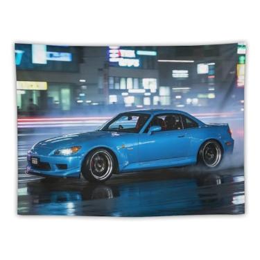 Imagem de HouLaiZhe JDM Tapeçaria de carro Speed ​​jdm S2000 Carro esportivo pendurado na parede quarto decoração de casa tapeçarias estética piquenique decoração de parede arte de parede para dormitório sala