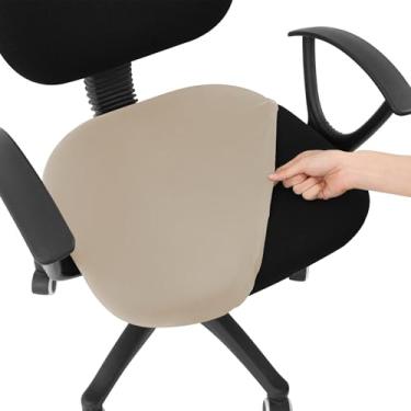 Imagem de Smiry Capas de assento de cadeira de computador de escritório impressas, ajuste elástico, capa de cadeira giratória universal lavável, protetores de almofada de assento removíveis - cinza-acastanhado