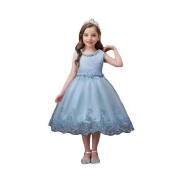 Imagem de Vestidos de princesa florais de renda sem mangas para meninas  981 - Q