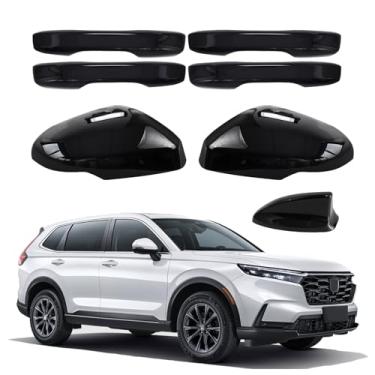 Imagem de Naisec Para Honda CRV CR-V 2023 2024 2025 acessórios de carro capa de maçaneta de porta externa capa de espelho traseiro decalques de antena de barbatana de tubarão conjunto de 7 peças preto brilhante