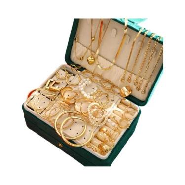 Imagem de Conjunto De Joias Vintage 54 Peças Anéis Luxuosos Da Moda Brincos Cola