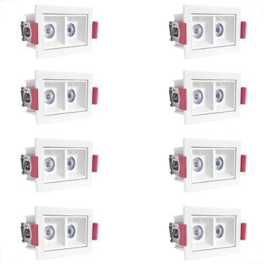 Imagem de 8 Spot Downlight Mini Duplo Led Embutir Corredor 3000k Bet57 - Acende 