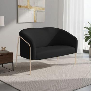 Imagem de Sofá 2 Lugares Namoradeira Stella Industrial Alta Champanhe Sintético Preto D03 - D`rossi