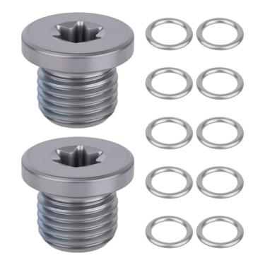Imagem de Conjunto de 2 Tampões de Drenagem Óleo M14x1,5 com 10 Anilhas, Compatíveis com os Modelos Audi e Volkswagen Substitui os Números Peça N91167901 N0160276 N90856001 N91086801 65407