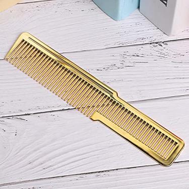 Imagem de Cryfokt Pente de Estilo de Cabelo Ergonômico Seguro para Usar Pente Reto de Dentes para Aderência Conveniente Ferramenta de Cabeleireiro para Todos Os Tipos de Cabelo Ouro 8.1x1.6in (Ouro)