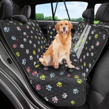 Imagem de Capa de assento de carro para cães, capa de assento de cachorro resistente 600D para banco traseiro, 100% à prova d'água, à prova de arranhões, rede antiderrapante para carro com aba lateral, capas de
