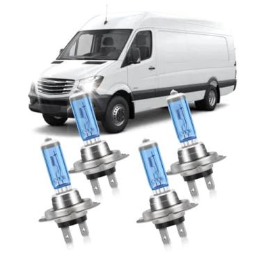 Imagem de KINGSOFE Lâmpadas de farol de halogêneo para FREIGHTLINER SPRINTER 1500 2500 3500 2009-2021, combo de luzes de feixe alto H7 e feixe baixo H7, 6500K branco, Plug and Play, 4 peças