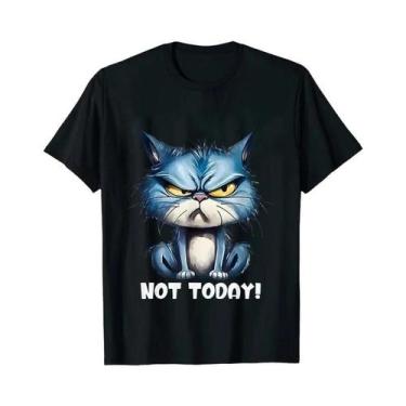 Imagem de Camiseta Feminina Sarcástica Com Gato Enfadonho, Camiseta Engraçada Pa