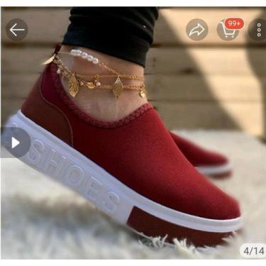 Imagem de Tenis Meia Feminino Calce Facil Shoes Sola Alta, Vinho