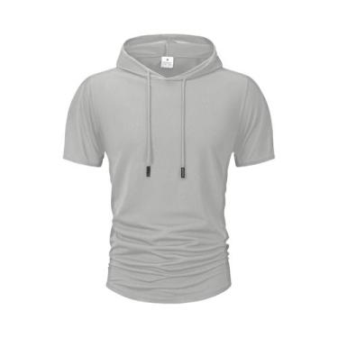 Imagem de Camiseta Masculina De Verão Leve Com Capuz, Casual, Solta, Manga Curta