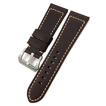 Imagem de IENYU Vaca marrom de qualidade de 26 mm para pulseira de bronze Panerai pam00968 00671 acessórios de pulseira masculina artesanal fivela de pino (cor: botões de prata marrom, tamanho: