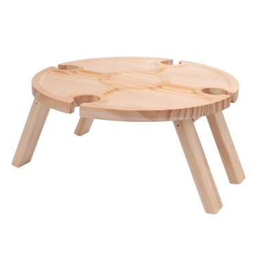 Imagem de Dioche Mesa de Piquenique de Vinho Portátil Com Suporte para 4 Copos de Vinho Bandeja de Lanche Leve Bandeja de Dobrável para Festa, Acampamento, Praia, Reuniões Ao Ar Livre,