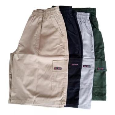 Imagem de Bermuda Masculina Sarja Brim Elástico Coloridas Kit C/4 - JUC MEN, Cor