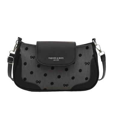 Imagem de Bolsa tiracolo de bolinhas feminina bolsa de ombro axilas estilo doce moda primavera pequena bolsa 2025, Preto, Medium, Mochila casual