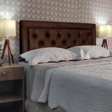 Imagem de Cabeceira Casal 140 Cama Box Classic Diamond 1 Marrom Suede Com Pés RB