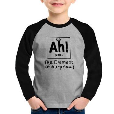 Imagem de Camiseta Raglan Infantil AH The element of surprise Manga Longa - Foca