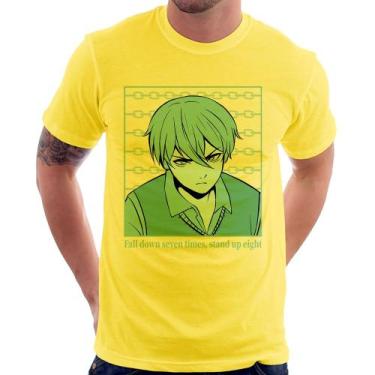 Imagem de Camiseta Fall Down Seven Times, Stand Up Eight - Foca na Moda, Amarelo