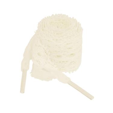 Imagem de Allegra K Cadarços femininos de renda com flores vazadas bordadas extra largas para tênis, 2 pares, Bege, 80cm/31.5"