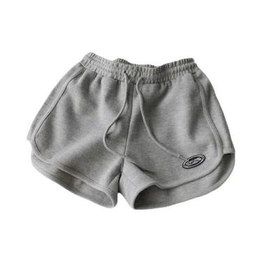 Imagem de Shorts Esportivos Casuais Femininos De Cintura Alta Com Cordão, Shorts