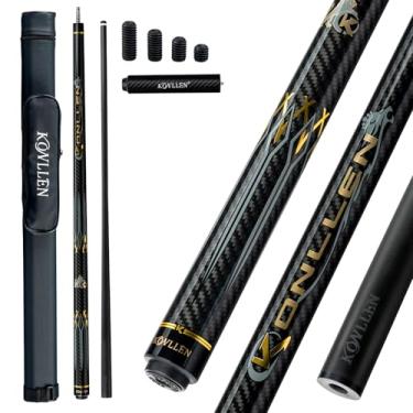 Imagem de KONLLEN Taco de sinuca profissional de fibra de carbono 147.3 cm para adultos com tecnologia de carbono completo taco de sinuca de baixa deflexão com ponta de 12,5 mm