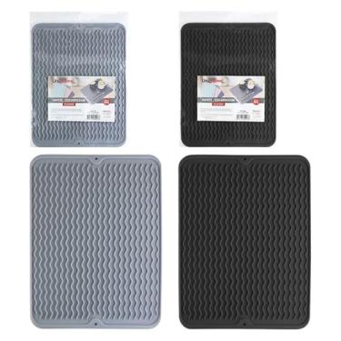 Imagem de Tapete Escorredor Silicone - Sortido (Preto/Cinza 30x40) - Antiderrapante evitando deslizamentos e proporcionando estabilidade durante o uso - Perfeito para otimizar o espaço na pia ou na bancada.