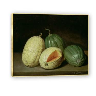 Imagem de NHLDZYH Moldura dourada. Arte de parede vintage - natureza morta com frutas - quadro de tela de estilo clássico - pintura de natureza morta com moldura decorativa. A15. 70 x 84 cm.