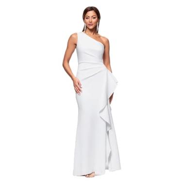 Imagem de Xscape Vestido feminino Techno Scuba Scuba sem mangas comprimento até o chão (pequeno), Marfim, 44