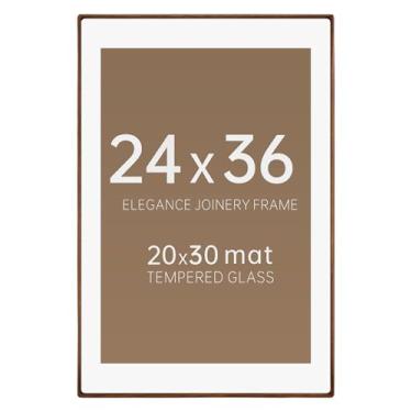 Imagem de CULER Moldura de 61 x 91 cm, exiba imagens de 51 x 76 cm com tapete ou 61 x 91 cm sem moldura de madeira rústica com vidro verdadeiro, molduras para galeria de parede