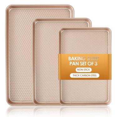 Imagem de Conjunto de 3 formas de assadeira, textura de diamante, ouro rosa