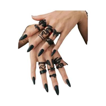 Imagem de Conjunto De Anéis Góticos Femininos Com Caveira, Borboleta E Aranha, J