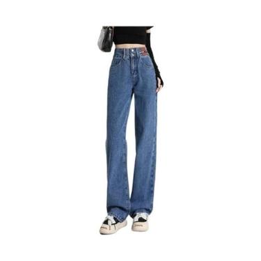 Imagem de Calças Jeans Térmicas De Cintura Alta Para Mulheres, Design De Dupla F