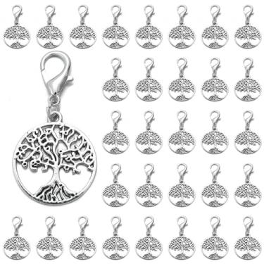 Imagem de PHAETON 50 peças, pingente de árvore da vida com fecho de lagosta, chaveiro de árvore da vida para Natal, casamento, reunião de família, presentes de retorno de convidado