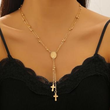 Imagem de Colares longos para mulheres, pingente de pérola de ouro, prata, corrente em camadas, joias para presentes, Medium, Latão, Sem Pedra Preciosa