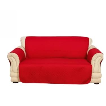 Imagem de Capa de Sofá Impermeável Matelada 2 e 3 Lugares em Microfibra Macia Moderna (Vermelho,3 Lugares: Lg 1,40m Comp 2,00m)