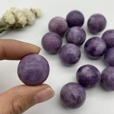 Imagem de Espécime curado lepidolita natural roxa esfera de mica quartzo cristal polido pedras bola amostra decoração de casa cristais naturais como presente (tamanho: 2 peças)