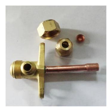 Imagem de Serve para tubo de cobre de 1/10.2 cm 3/20.3 cm 1/5.1 cm 5/20.3 cm 3/10.2 cm 7/20.3 cm OD Tubo de cobre de 3 vias de parada angular para ar condicionado (7l8 polegadas 22,22 mm)