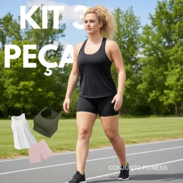 Imagem de Conjunto 3 peças femininas- Top, short e regata tapa bumbum. Esportivo