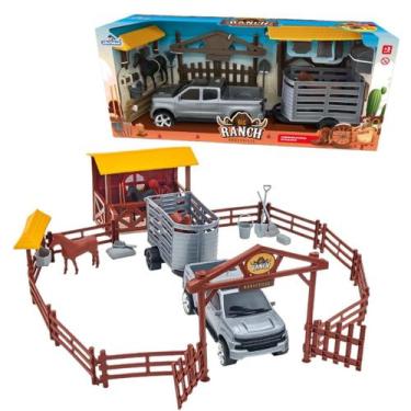 Imagem de Brinquedo Fazenda Rancho+Cavalo Estábulo Acessório Adijomar, Big