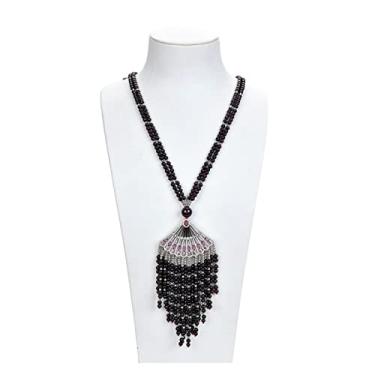 Imagem de DWBPGVUN Colar com pingente de granada de 58,4 cm com pedra da joia