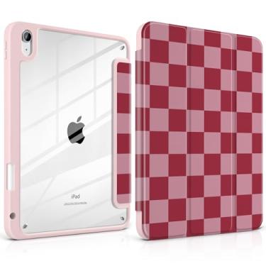 Imagem de TWOLSKOO Capa para iPad de 11ª e 10ª geração com suporte para lápis, suporte de três dobras, hibernar/despertar automático, parte traseira de acrílico transparente com amortecedor de TPU, para iPad de