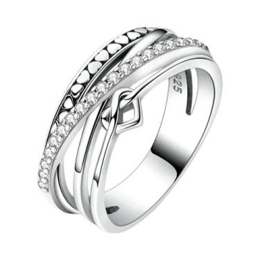 Imagem de Anel Feminino De Prata Esterlina 925 Com Caveira, Laço, Coroa, Coração