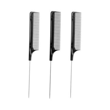 Imagem de Pente Profissional De Aço Inoxidável Com Dentes Finos Para Corte E Est