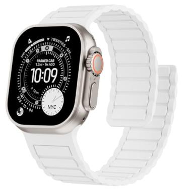 Imagem de Pulseira de silicone magnética compatível com Apple Watch Ultra 3-1 SE séries 11/10/9/8/7/6/5/4/3 de 49 mm, 46 mm, 45 mm, 44 mm, 42 mm, 41 mm, 40 mm, 40 mm e 38 mm