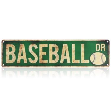 Imagem de Placa de Parede Metálica Beisebol, Placa Alumínio Vintage Beisebol Decoração Quarto Arte Parede Desportiva Fresca para Decoração Festa Aniversário de Rapazes Adolescentes