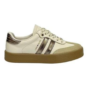 Imagem de Tênis Cravo e Canela Flatform Thais 1573CC Couro Off White/Champagne-Feminino