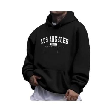 Imagem de Camiseta Masculina De Manga Longa Com Capuz E Cordão, Estampa De Algod