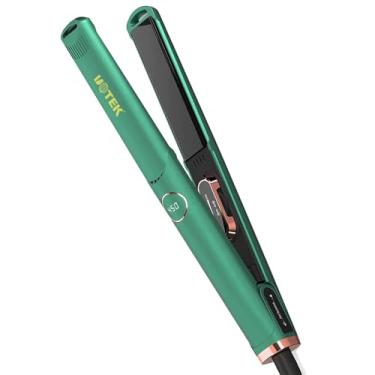Imagem de UOTEK Alisador de cabelo liso de 2,54 cm, alisador iônico para salão de beleza, chapinha de 2,5 cm com placa de aquecimento PTC para casa, viagem, escola, alisamento de cabelo portátil (verde)