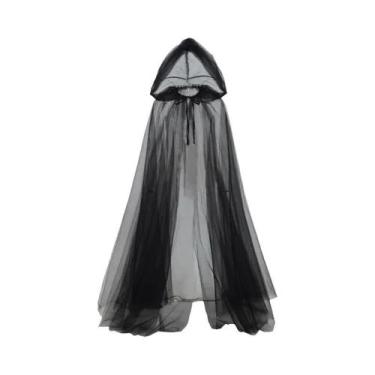 Imagem de Capa De Cosplay De Bruxa Vampira Preta Para Noivas, Capa Dupla De Hall