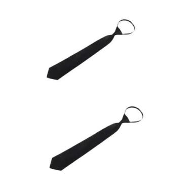 Imagem de Gravatas Unissex Pretas Foscas De Encaixe (Clip-on) - 1, 2 Ou 3 Peças 