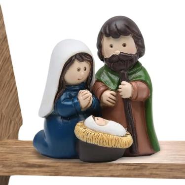 Imagem de Estátua da Sagrada Família Católica, estatueta de presépio de mesa, escultura religiosa para sala de estar, canto de oração, batismo, casamento, igreja, festas de Natal